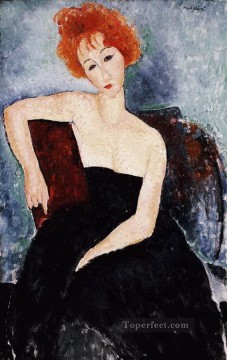 Chica pelirroja en traje de noche 1918 Amedeo Modigliani Pinturas al óleo